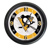 Pittsburgh Penguins Indoor/Outdoor LED Wall Clock by Holland Bar Stool Co., ODClk14BK-08PitPen