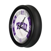 Texas Christian University Indoor/Outdoor LED Wall Clock by Holland Bar Stool Co., ODClk14BK-08TexChr