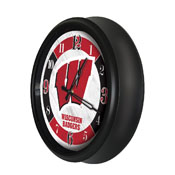 University of Wisconsin Indoor/Outdoor LED Wall Clock by Holland Bar Stool Co., AGS-ODClk14BK-08WI-Bdg
