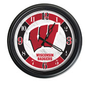 University of Wisconsin Indoor/Outdoor LED Wall Clock by Holland Bar Stool Co., AGS-ODClk14BK-08WI-Bdg