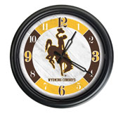 University of Wyoming Indoor/Outdoor LED Wall Clock by Holland Bar Stool Co., ODClk14BK-08Wymng