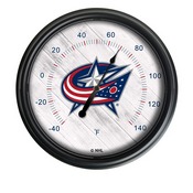 Columbus Blue Jackets Indoor/Outdoor LED Thermometer by Holland Bar Stool Company, ODThrm14BK-08ColBlu