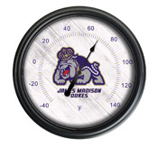 James Madison University Indoor/Outdoor LED Thermometer by Holland Bar Stool Company, ODThrm14BK-08JmsMad