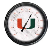University of Miami (FL) Indoor/Outdoor LED Thermometer by Holland Bar Stool, ODThrm14BK-08Mia-FL