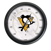Pittsburgh Penguins Indoor/Outdoor LED Thermometer by Holland Bar Stool Company, ODThrm14BK-08PitPen