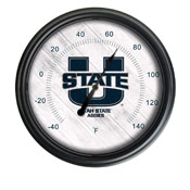 Utah State University Indoor/Outdoor LED Thermometer by Holland Bar Stool Company, ODThrm14BK-08UtahSt