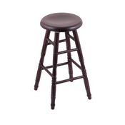 Oak Saddle Dish Swivel Stool with Turned Legs, Dark Cherry Finish