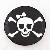 Pirate Girl (White on Black) Tire Cover Black Vinyl by Holland Bar Stool Co., AGS-TCCPirGrlWBK