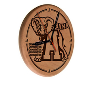 Alabama Laser Engraved Wood Clock by the Holland Bar Stool Co., WClkLNatAlabma