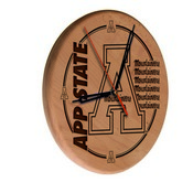 Appalachian State Laser Engraved Wood Clock by the Holland Bar Stool Co., WClkLNatAppStU