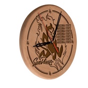 Arizona State Laser Engraved Wood Clock by the Holland Bar Stool Co., WClkLNatArizSt