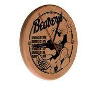Bemidji State Laser Engraved Wood Clock by the Holland Bar Stool Co., WClkLNatBmijSt