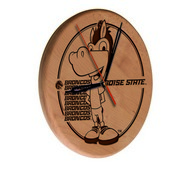 Boise State Laser Engraved Wood Clock by the Holland Bar Stool Co., WClkLNatBoiseS