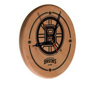 Boston Bruins Laser Engraved Wood Clock by the Holland Bar Stool Co., WClkLNatBosBru