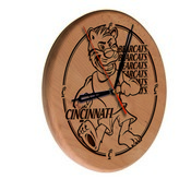 Cincinnati Laser Engraved Wood Clock by the Holland Bar Stool Co., WClkLNatCincin