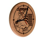 Clemson Laser Engraved Wood Clock by the Holland Bar Stool Co., WClkLNatClmson