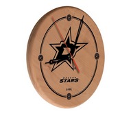 Dallas Stars Laser Engraved Wood Clock by the Holland Bar Stool Co., WClkLNatDalSta
