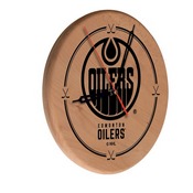 Edmonton Oilers Laser Engraved Wood Clock by the Holland Bar Stool Co., WClkLNatEdmOil