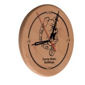 Ferris State Laser Engraved Wood Clock by the Holland Bar Stool Co., WClkLNatFerrSt