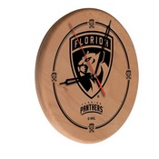 Florida Panthers Laser Engraved Wood Clock by the Holland Bar Stool Co., WClkLNatFlaPan