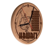 Hawaii Laser Engraved Wood Clock by the Holland Bar Stool Co., WClkLNatHawaii
