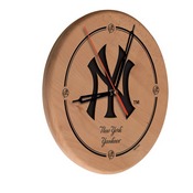 New York Yankees 13" Solid Wood Engraved Clock, WClkLNatMLBNYY