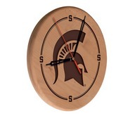 Michigan State Laser Engraved Wood Clock by the Holland Bar Stool Co., WClkLNatMichSt
