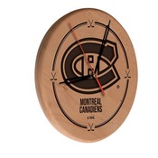 Montreal Canadiens Laser Engraved Wood Clock by the Holland Bar Stool Co., WClkLNatMonCan