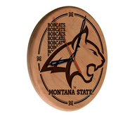Montana State Laser Engraved Wood Clock by the Holland Bar Stool Co., WClkLNatMontSt