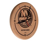 New York Islanders Laser Engraved Wood Clock by the Holland Bar Stool Co., WClkLNatNYIsln
