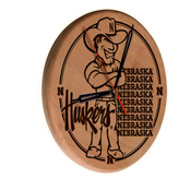Nebraska Laser Engraved Wood Clock by the Holland Bar Stool Co., WClkLNatNebrUn