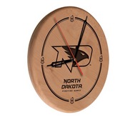 North Dakota Laser Engraved Wood Clock by the Holland Bar Stool Co., WClkLNatNorDak