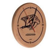 Nashville Predators Laser Engraved Wood Clock by the Holland Bar Stool Co., WClkLNatNshPre