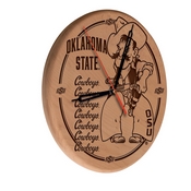 Oklahoma State Laser Engraved Wood Clock by the Holland Bar Stool Co., WClkLNatOKStUn