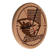 Oregon State Laser Engraved Wood Clock by the Holland Bar Stool Co., WClkLNatOregSt