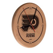 Philadelphia Flyers Laser Engraved Wood Clock by the Holland Bar Stool Co., WClkLNatPhiFly