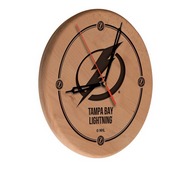 Tampa Bay Lightning Laser Engraved Wood Clock by the Holland Bar Stool Co., WClkLNatTBLght