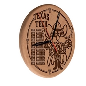 Texas Tech Laser Engraved Wood Clock by the Holland Bar Stool Co., WClkLNatTXTech