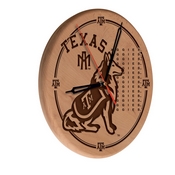 Texas A&M Laser Engraved Wood Clock by the Holland Bar Stool Co., WClkLNatTexA-M