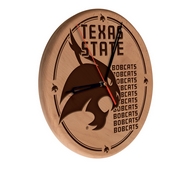 Texas State Laser Engraved Wood Clock by the Holland Bar Stool Co., WClkLNatTexsSt