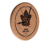 Toronto Maple Leafs Laser Engraved Wood Clock by the Holland Bar Stool Co., WClkLNatTorMpl