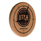 Utah Hockey Club Laser Engraved Wood Clock by the Holland Bar Stool Co., WClkLNatUtahHC