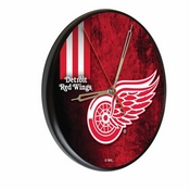 Detroit Red Wings 13" Solid Wood Clock by Holland Bar Stool Co., WClkPBlk03DetRed