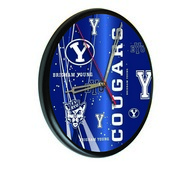 Brigham Young Digitally Printed Wood Clock by the Holland Bar Stool Co., WClkPBlkBrigYn