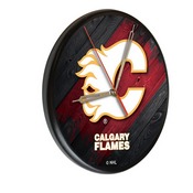 Calgary Flames Digitally Printed Wood Clock by the Holland Bar Stool Co., WClkPBlkCalFla