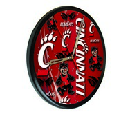 Cincinnati Digitally Printed Wood Clock by the Holland Bar Stool Co., WClkPBlkCincin