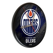 Edmonton Oilers Digitally Printed Wood Clock by the Holland Bar Stool Co., WClkPBlkEdmOil
