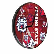 Fresno State Digitally Printed Wood Clock by the Holland Bar Stool Co., WClkPBlkFresSt