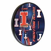 Illinois Digitally Printed Wood Clock by the Holland Bar Stool Co., WClkPBlkIlliniU