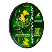 Kentucky State University Digitally Printed Wood Clock by the Holland Bar Stool Co., WClkPBlkKYStUn